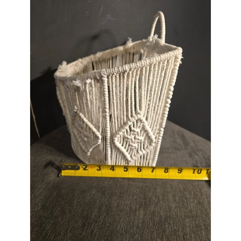Boho Macrame Wall Hanging Basket Woven Pocket Planter Storage Large Size Cream